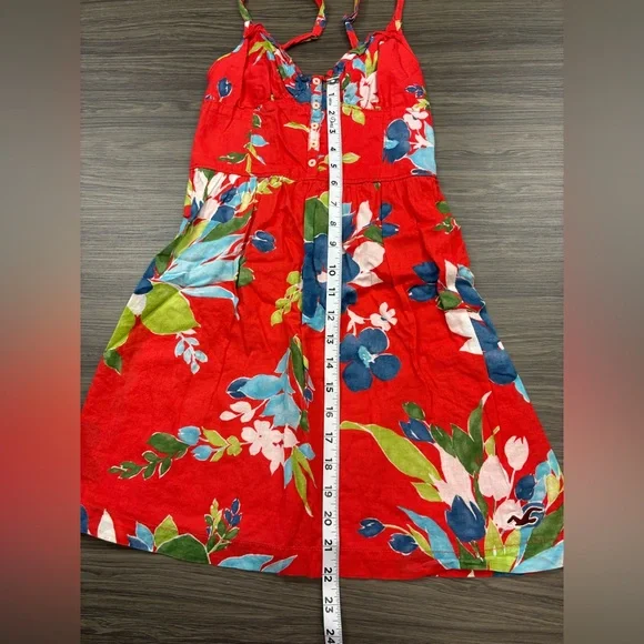Hollister Red Floral Spaghetti Strap Sundress Size XS - Picture 3 of 9